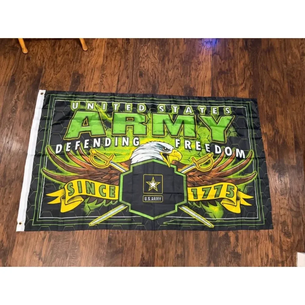 US Army Defending Freedom Since 1775 Eagle Military Flag 3x5 Green Black